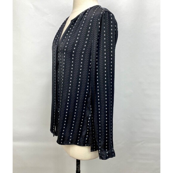 Ecru Womans Black Silk Blouse Small Button Front Long Sleeves Career Casual New - Picture 6 of 15